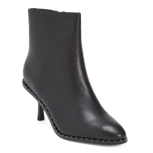 LIVERPOOL LA Black Leather Costa Heeled Booties - Picture 1 of 2